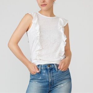 NWT J Crew Linen Ruffled Tank Top Ivory Small